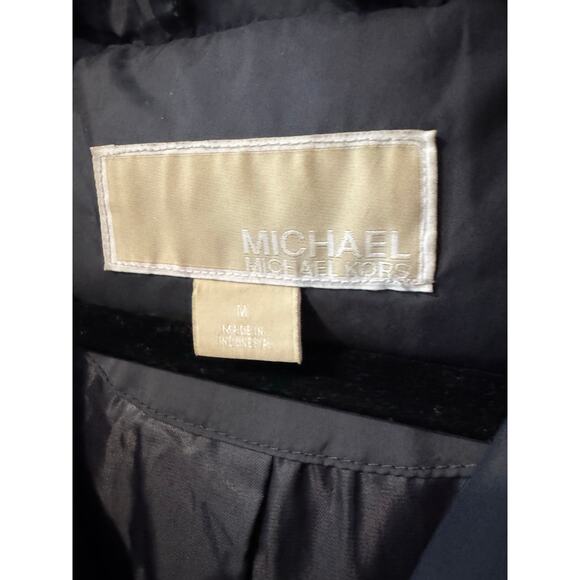 Michael Kors Down Puffer Coat Gunmetal Gray Size M – Hooded Coat with Faux Fur - Picture 4 of 9